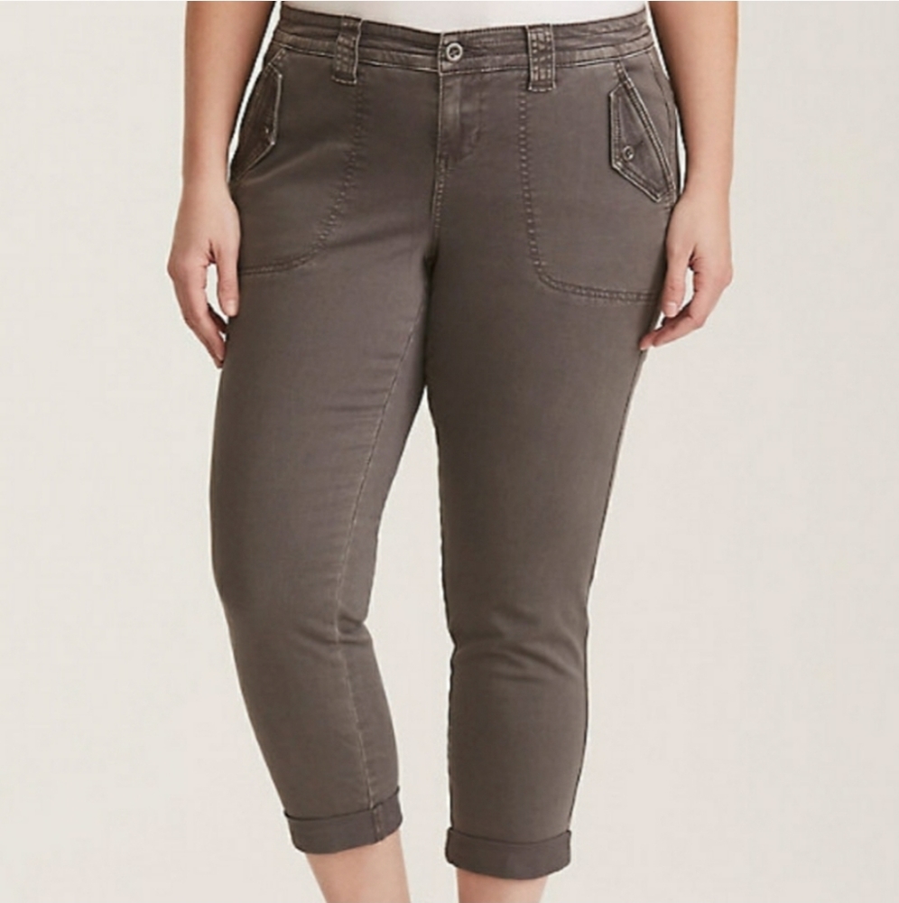 TORRID CROPPED TWILL MILITARY PANT - GREY WASH